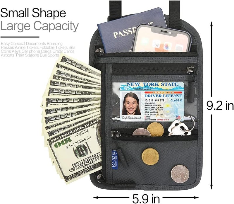 Arouselove Neck Wallet Lightweight RFID Blocking Waterproof Travel Pouch for Women Men - Image 2